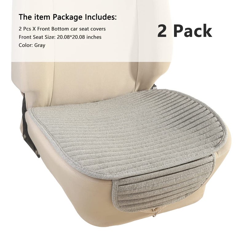 Suninbox Gray Car Seat Covers,2 Pack Buckwheat Hulls Bottom Seat Covers for Cars,Universal Car Seat Cushion(2PC Gray Front Seat) - Image 2